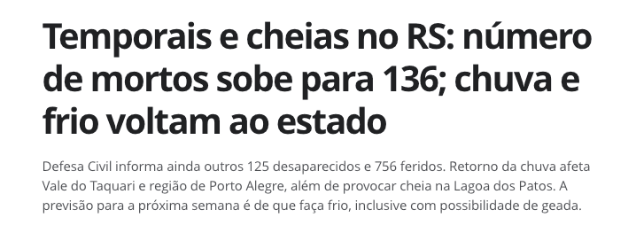 Primeira Notícia 136 Mortos